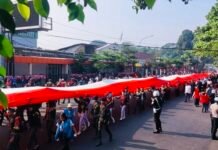 HUT RI, Bendera Merah Putih Sepanjang 200 Meter Diarak sejauh 3,5 Kilometer di Kota Bogor