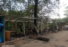 Diduga Akibat Konsleting Listrik Dari Salah Satu Kios Kosong Mengakibatkan Kebakaran Kios Kaki Lima Di Parungpanjang