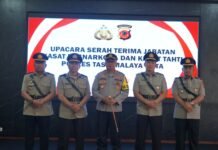 Kapolres Tasikmalaya Kota Pimpin Serah Terima Jabatan Kasat Reserse Narkoba dan Kasat Tahti