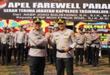 Upacara Farewell Parade Serah Terima Jabatan Kapolres Tasikmalaya Kota dari AKBP Joko Sulistiono Kepada AKBP Moh Faruk Rozi